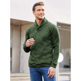 Trendy Solid Stand Collar Cool Knitted Thermal Sweater For Men, Men's Casual  Pullover  Knit Sweater Streetwear For Winter Fall, As Gifts Trendy Solid Stand Collar Cool Knitted Thermal Sweater For Men, Men's Casual  Pullover  Knit Sweater Streetwear For Winter Fall, As Gifts