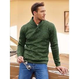 Trendy Solid Stand Collar Cool Knitted Thermal Sweater For Men, Men's Casual  Pullover  Knit Sweater Streetwear For Winter Fall, As Gifts Trendy Solid Stand Collar Cool Knitted Thermal Sweater For Men, Men's Casual  Pullover  Knit Sweater Streetwear For Winter Fall, As Gifts