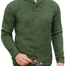 Trendy Solid Stand Collar Cool Knitted Thermal Sweater For Men, Men's Casual  Pullover  Knit Sweater Streetwear For Winter Fall, As Gifts Trendy Solid Stand Collar Cool Knitted Thermal Sweater For Men, Men's Casual  Pullover  Knit Sweater Streetwear For Winter Fall, As Gifts