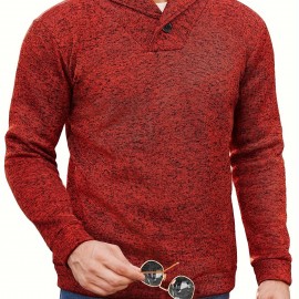 Trendy Solid Stand Collar Cool Knitted Thermal Sweater For Men, Men's Casual  Pullover  Knit Sweater Streetwear For Winter Fall, As Gifts Trendy Solid Stand Collar Cool Knitted Thermal Sweater For Men, Men's Casual  Pullover  Knit Sweater Streetwear For Winter Fall, As Gifts