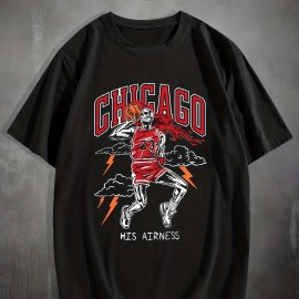 Stylish Basketball Player Pattern Print Men's Comfy Chic T-shirt, Graphic Tee Men's Summer Outdoor Clothes, Men's Clothing, Tops For Men, For Halloween Stylish Basketball Player Pattern Print Men's Comfy Chic T-shirt, Graphic Tee Men's Summer Outdoor Clothes, Men's Clothing, Tops For Men, For Halloween