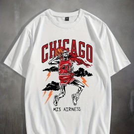 Stylish Basketball Player Pattern Print Men's Comfy Chic T-shirt, Graphic Tee Men's Summer Outdoor Clothes, Men's Clothing, Tops For Men, For Halloween Stylish Basketball Player Pattern Print Men's Comfy Chic T-shirt, Graphic Tee Men's Summer Outdoor Clothes, Men's Clothing, Tops For Men, For Halloween