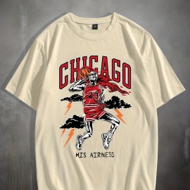 Stylish Basketball Player Pattern Print Men's Comfy Chic T-shirt, Graphic Tee Men's Summer Outdoor Clothes, Men's Clothing, Tops For Men, For Halloween Stylish Basketball Player Pattern Print Men's Comfy Chic T-shirt, Graphic Tee Men's Summer Outdoor Clothes, Men's Clothing, Tops For Men, For Halloween