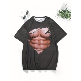 Sexy Muscle 3D Digital Pattern Print Men's Graphic T-shirts, Causal Comfy Tees, Short Sleeves Comfortable Pullover Tops, Men's Summer Clothing Sexy Muscle 3D Digital Pattern Print Men's Graphic T-shirts, Causal Comfy Tees, Short Sleeves Comfortable Pullover Tops, Men's Summer Clothing