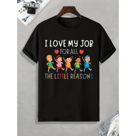 Tees For Men, Funny 'Love My Job' Print T Shirt, Casual Short Sleeve Tshirt For Summer Spring Fall, Tops As Gifts Tees For Men, Funny 'Love My Job' Print T Shirt, Casual Short Sleeve Tshirt For Summer Spring Fall, Tops As Gifts