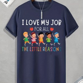 Tees For Men, Funny 'Love My Job' Print T Shirt, Casual Short Sleeve Tshirt For Summer Spring Fall, Tops As Gifts Tees For Men, Funny 'Love My Job' Print T Shirt, Casual Short Sleeve Tshirt For Summer Spring Fall, Tops As Gifts