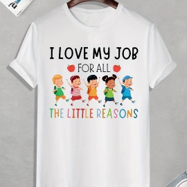 Tees For Men, Funny 'Love My Job' Print T Shirt, Casual Short Sleeve Tshirt For Summer Spring Fall, Tops As Gifts Tees For Men, Funny 'Love My Job' Print T Shirt, Casual Short Sleeve Tshirt For Summer Spring Fall, Tops As Gifts