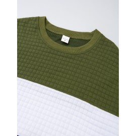 Three Color Block  Trendy Sweatshirt, Men's Casual Classic Design Crew Neck Pullover Sweatshirt For Men Fall Winter Three Color Block  Trendy Sweatshirt, Men's Casual Classic Design Crew Neck Pullover Sweatshirt For Men Fall Winter