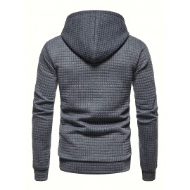 Waffle Pattern Hoodie, Cool Hoodies For Men, Men's Casual Solid Pullover Hooded Sweatshirt With Kangaroo Pocket Streetwear For Winter Fall, As Gifts Waffle Pattern Hoodie, Cool Hoodies For Men, Men's Casual Solid Pullover Hooded Sweatshirt With Kangaroo Pocket Streetwear For Winter Fall, As Gifts