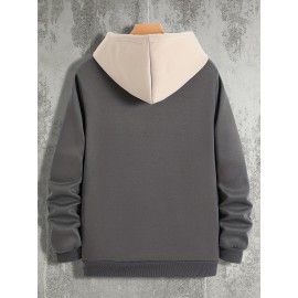 Color Block Cool Hoodies For Men, Men's Casual Graphic Design Hooded Sweatshirt Streetwear For Winter Fall, As Gifts Color Block Cool Hoodies For Men, Men's Casual Graphic Design Hooded Sweatshirt Streetwear For Winter Fall, As Gifts