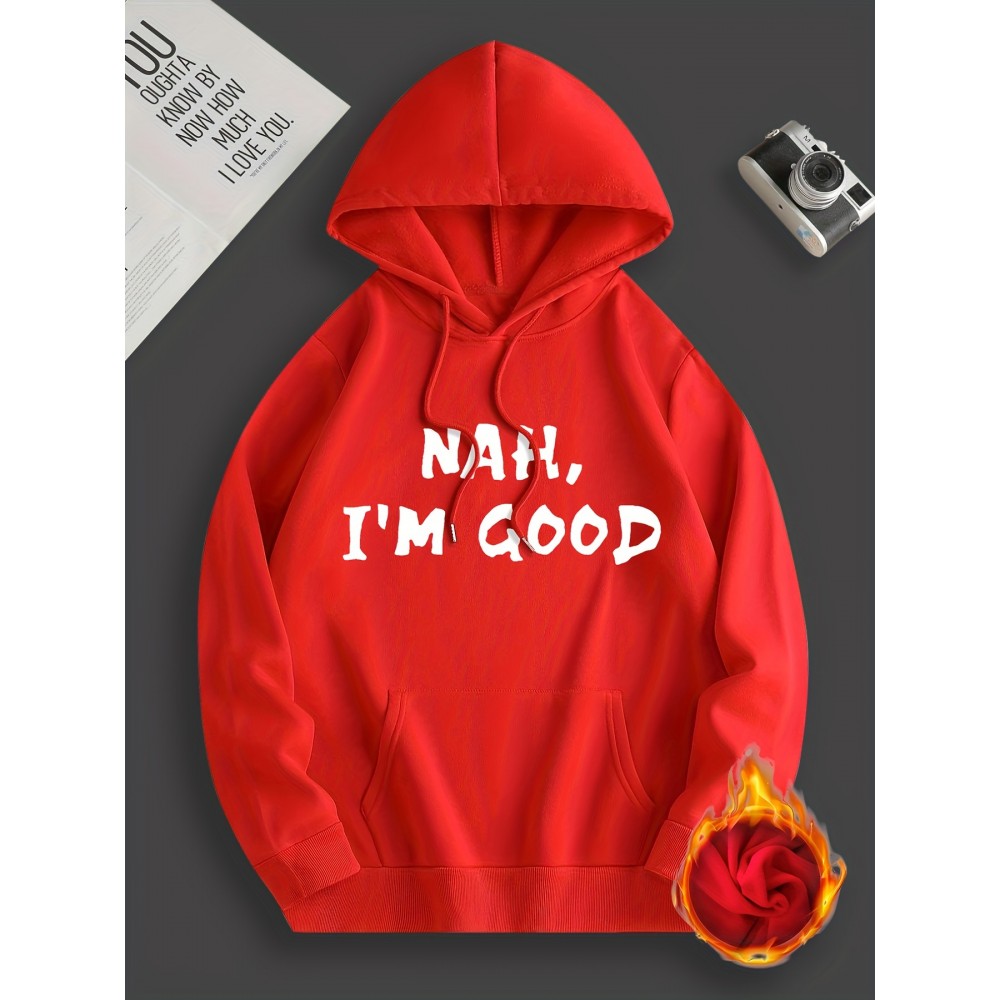 I'm Good Print Hoodie, Cool Hoodies For Men, Men's Casual Graphic Design Pullover Hooded Sweatshirt With Kangaroo Pocket Streetwear For Winter Fall, As Gifts I'm Good Print Hoodie, Cool Hoodies For Men, Men's Casual Graphic Design Pullover Hooded Sweatshirt With Kangaroo Pocket Streetwear For Winter Fall, As Gifts