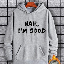 I'm Good Print Hoodie, Cool Hoodies For Men, Men's Casual Graphic Design Pullover Hooded Sweatshirt With Kangaroo Pocket Streetwear For Winter Fall, As Gifts I'm Good Print Hoodie, Cool Hoodies For Men, Men's Casual Graphic Design Pullover Hooded Sweatshirt With Kangaroo Pocket Streetwear For Winter Fall, As Gifts