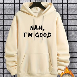 I'm Good Print Hoodie, Cool Hoodies For Men, Men's Casual Graphic Design Pullover Hooded Sweatshirt With Kangaroo Pocket Streetwear For Winter Fall, As Gifts I'm Good Print Hoodie, Cool Hoodies For Men, Men's Casual Graphic Design Pullover Hooded Sweatshirt With Kangaroo Pocket Streetwear For Winter Fall, As Gifts