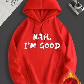 I'm Good Print Hoodie, Cool Hoodies For Men, Men's Casual Graphic Design Pullover Hooded Sweatshirt With Kangaroo Pocket Streetwear For Winter Fall, As Gifts I'm Good Print Hoodie, Cool Hoodies For Men, Men's Casual Graphic Design Pullover Hooded Sweatshirt With Kangaroo Pocket Streetwear For Winter Fall, As Gifts