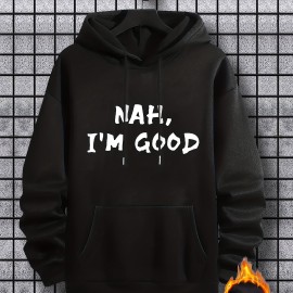 I'm Good Print Hoodie, Cool Hoodies For Men, Men's Casual Graphic Design Pullover Hooded Sweatshirt With Kangaroo Pocket Streetwear For Winter Fall, As Gifts I'm Good Print Hoodie, Cool Hoodies For Men, Men's Casual Graphic Design Pullover Hooded Sweatshirt With Kangaroo Pocket Streetwear For Winter Fall, As Gifts