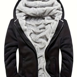 Color Block Sherpa Lined Men's Hooded Jacket Casual Long Sleeve Hoodies With Zipper Gym Sports Hooded Coat For Winter Fall Color Block Sherpa Lined Men's Hooded Jacket Casual Long Sleeve Hoodies With Zipper Gym Sports Hooded Coat For Winter Fall
