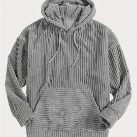 Vintage Corduroy Hoodies For Men, Men's Casual Pullover Hooded Sweatshirt With Kangaroo Pocket Streetwear For Winter Fall, As Gifts Vintage Corduroy Hoodies For Men, Men's Casual Pullover Hooded Sweatshirt With Kangaroo Pocket Streetwear For Winter Fall, As Gifts