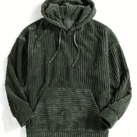 Vintage Corduroy Hoodies For Men, Men's Casual Pullover Hooded Sweatshirt With Kangaroo Pocket Streetwear For Winter Fall, As Gifts Vintage Corduroy Hoodies For Men, Men's Casual Pullover Hooded Sweatshirt With Kangaroo Pocket Streetwear For Winter Fall, As Gifts