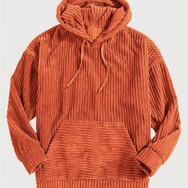 Vintage Corduroy Hoodies For Men, Men's Casual Pullover Hooded Sweatshirt With Kangaroo Pocket Streetwear For Winter Fall, As Gifts Vintage Corduroy Hoodies For Men, Men's Casual Pullover Hooded Sweatshirt With Kangaroo Pocket Streetwear For Winter Fall, As Gifts