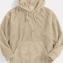 Vintage Corduroy Hoodies For Men, Men's Casual Pullover Hooded Sweatshirt With Kangaroo Pocket Streetwear For Winter Fall, As Gifts Vintage Corduroy Hoodies For Men, Men's Casual Pullover Hooded Sweatshirt With Kangaroo Pocket Streetwear For Winter Fall, As Gifts