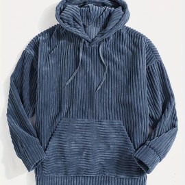 Vintage Corduroy Hoodies For Men, Men's Casual Pullover Hooded Sweatshirt With Kangaroo Pocket Streetwear For Winter Fall, As Gifts Vintage Corduroy Hoodies For Men, Men's Casual Pullover Hooded Sweatshirt With Kangaroo Pocket Streetwear For Winter Fall, As Gifts