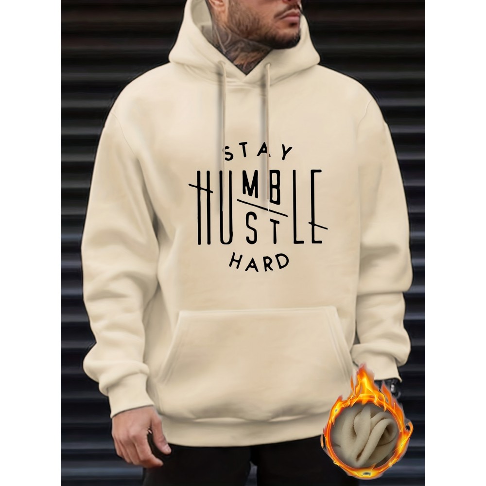 Stay Humble & Hustle Print Hoodie, Cool Hoodies For Men, Men's Casual Graphic Design Pullover Hooded Sweatshirt With Kangaroo Pocket Streetwear For Winter Fall, As Gifts Stay Humble & Hustle Print Hoodie, Cool Hoodies For Men, Men's Casual Graphic Design Pullover Hooded Sweatshirt With Kangaroo Pocket Streetwear For Winter Fall, As Gifts