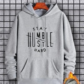 Stay Humble & Hustle Print Hoodie, Cool Hoodies For Men, Men's Casual Graphic Design Pullover Hooded Sweatshirt With Kangaroo Pocket Streetwear For Winter Fall, As Gifts Stay Humble & Hustle Print Hoodie, Cool Hoodies For Men, Men's Casual Graphic Design Pullover Hooded Sweatshirt With Kangaroo Pocket Streetwear For Winter Fall, As Gifts