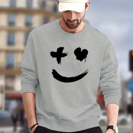 Trendy Grimace Print Men's Crew Neck Long Sleeve Sweatshirt, Casual Wear, Graphic Pullover, Men's Clothing For Spring Fall Winter Trendy Grimace Print Men's Crew Neck Long Sleeve Sweatshirt, Casual Wear, Graphic Pullover, Men's Clothing For Spring Fall Winter