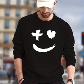Trendy Grimace Print Men's Crew Neck Long Sleeve Sweatshirt, Casual Wear, Graphic Pullover, Men's Clothing For Spring Fall Winter Trendy Grimace Print Men's Crew Neck Long Sleeve Sweatshirt, Casual Wear, Graphic Pullover, Men's Clothing For Spring Fall Winter