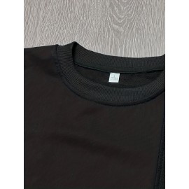 Men's Trendy Solid Sweatshirt, Casual Cotton Slightly Stretch Breathable Long Sleeve Loose Top For Outdoor Men's Trendy Solid Sweatshirt, Casual Cotton Slightly Stretch Breathable Long Sleeve Loose Top For Outdoor