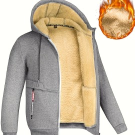 Lamb Velvet Autumn And Winter Sweater Men's Hooded New Trendy Handsome Solid Color Jacket Plus Velvet Thickened Clothes Lamb Velvet Autumn And Winter Sweater Men's Hooded New Trendy Handsome Solid Color Jacket Plus Velvet Thickened Clothes